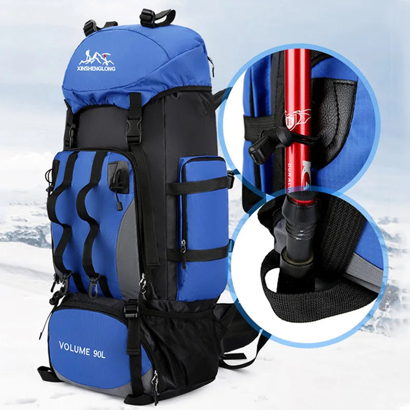 90L Waterproof Hiking Backpack – Large Capacity Camping & Trekking Bag