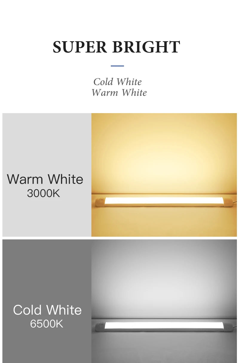 LED Tube Light with Switch – Wired Lighting Strip (10W / 20W Options)