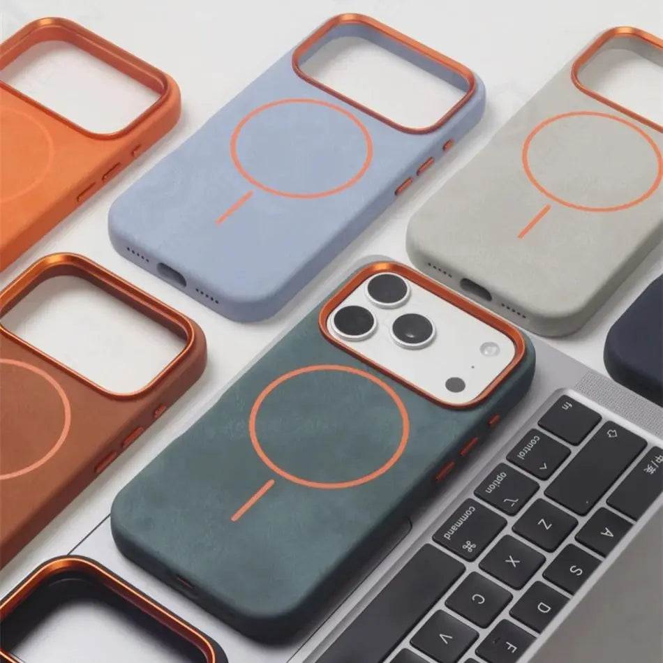 Business Matte Magnetic MagSafe Leather Case for iPhone 15–17 Series & 17 Air