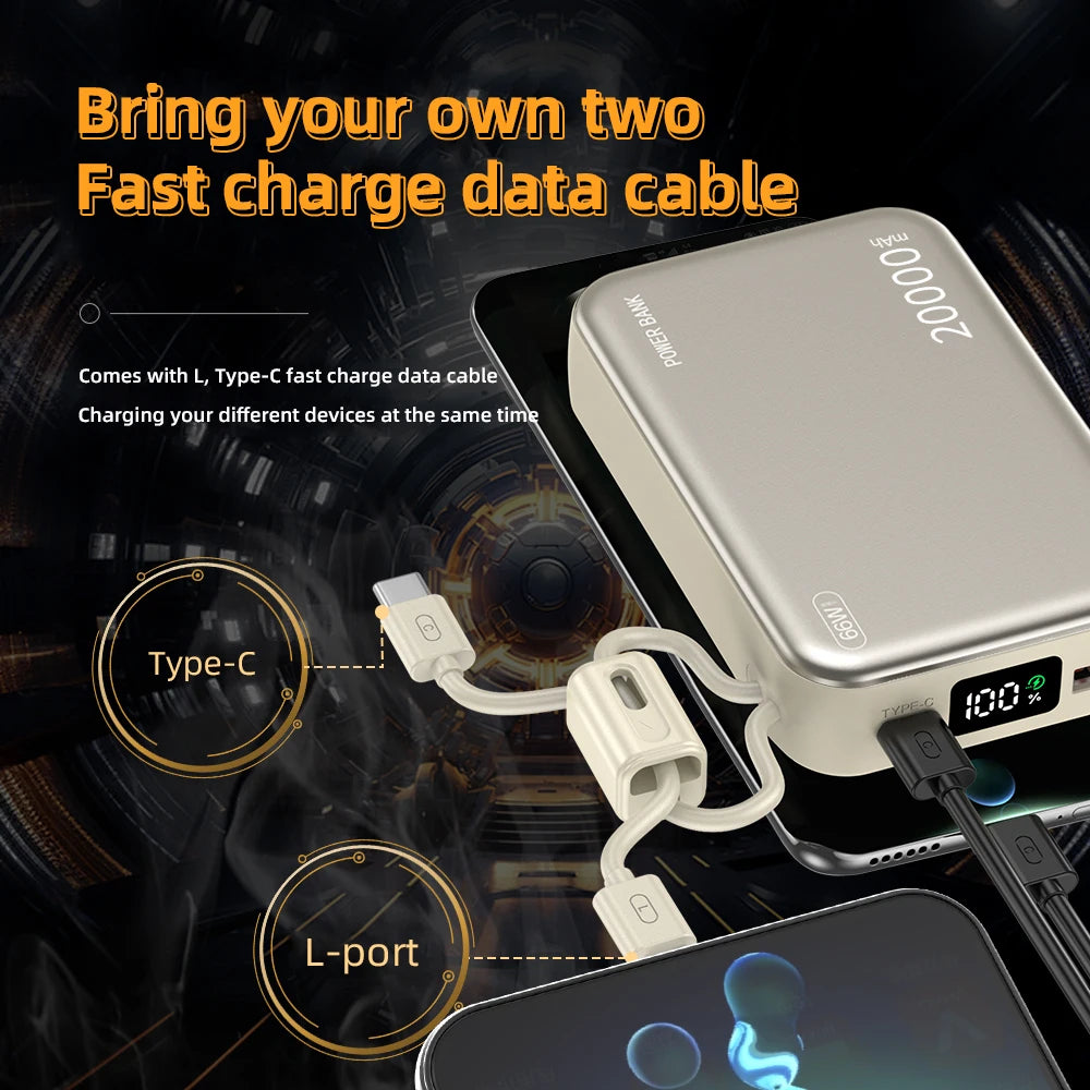 20000mAh 66W Fast Charge Power Bank – for iPhone, Xiaomi & Samsung