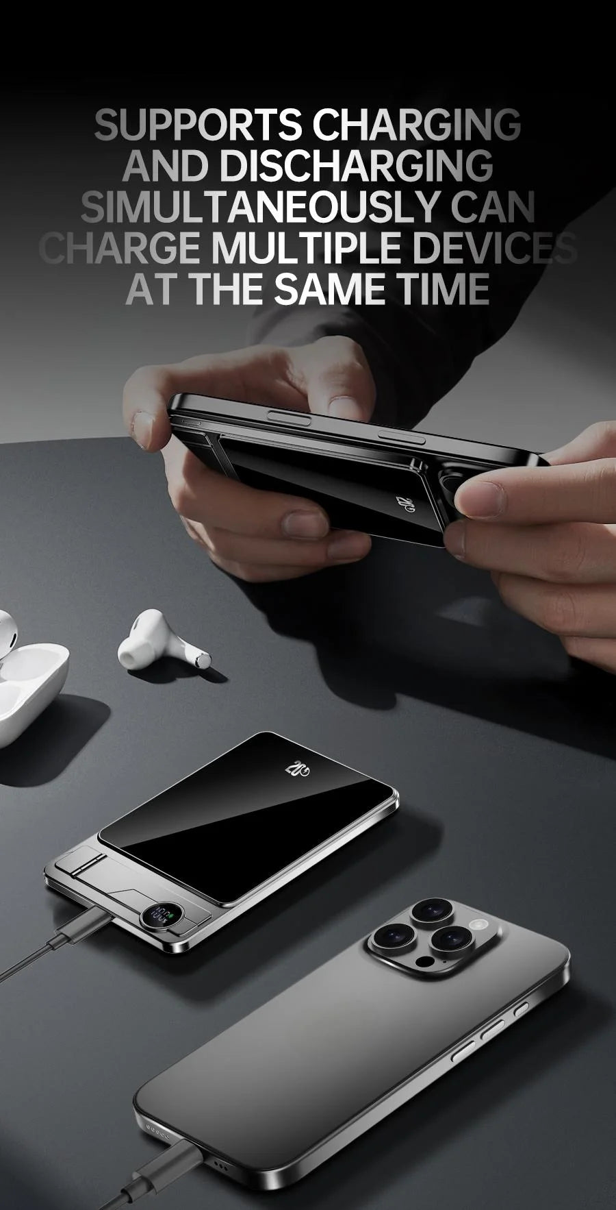 Ultra-Slim Magnetic Power Bank – 10,000mAh Fast Wireless Charge