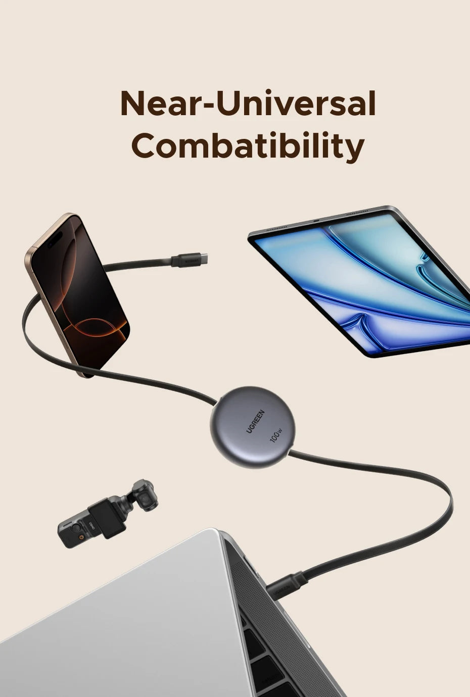 UGREEN USB-C PD Cable – Retractable Fast Charging for iPhone