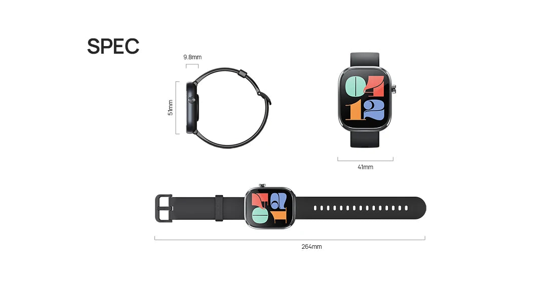Mibro C4 Smartwatch – 2’’ Large Screen, Bluetooth Call, Heart & Oxygen Monitor