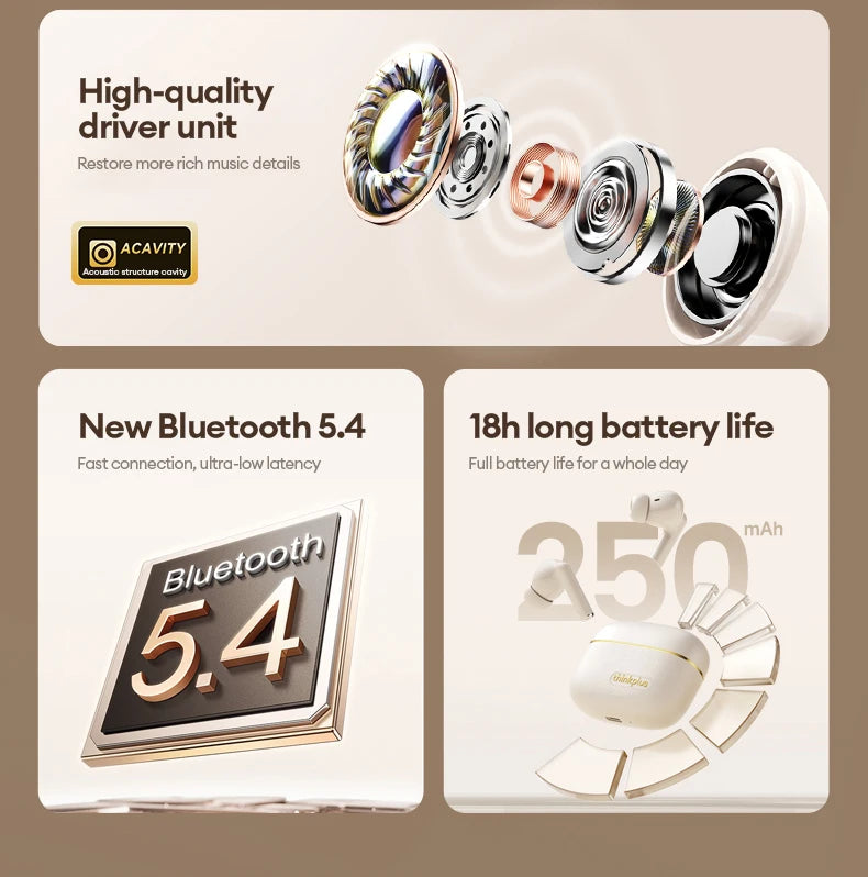 Lenovo LP27 Pro Bluetooth Earphones HIFI Stereo Sound Call Noise Reduction Wireless Headset Long Endurance Earbud Leather Design