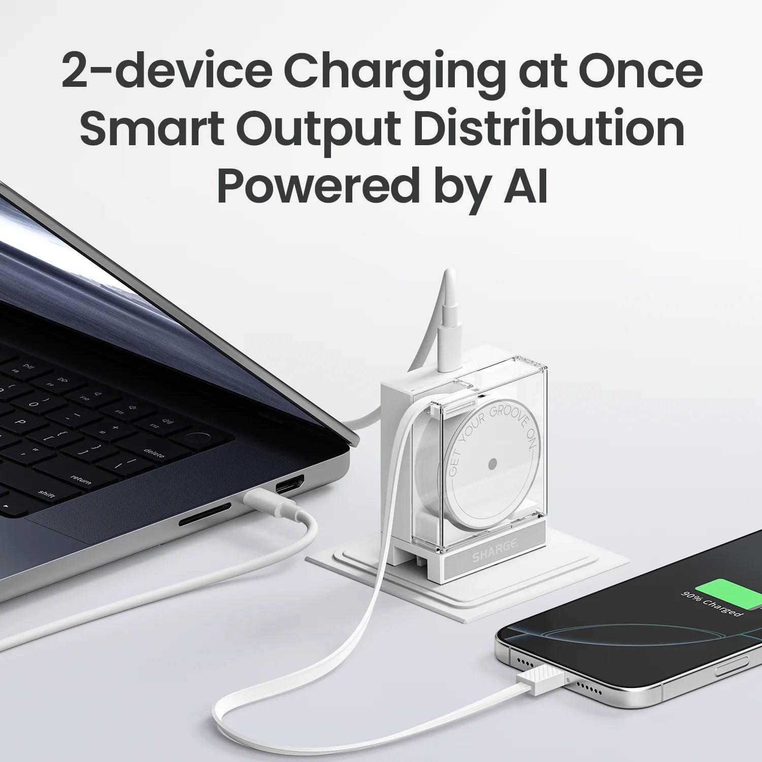 SHARGE Retractable 65W USB C Charger GaN Power 2 Devices PD Fast Charging for MacBook Pro/Air, iPhone 16,Pixel Book