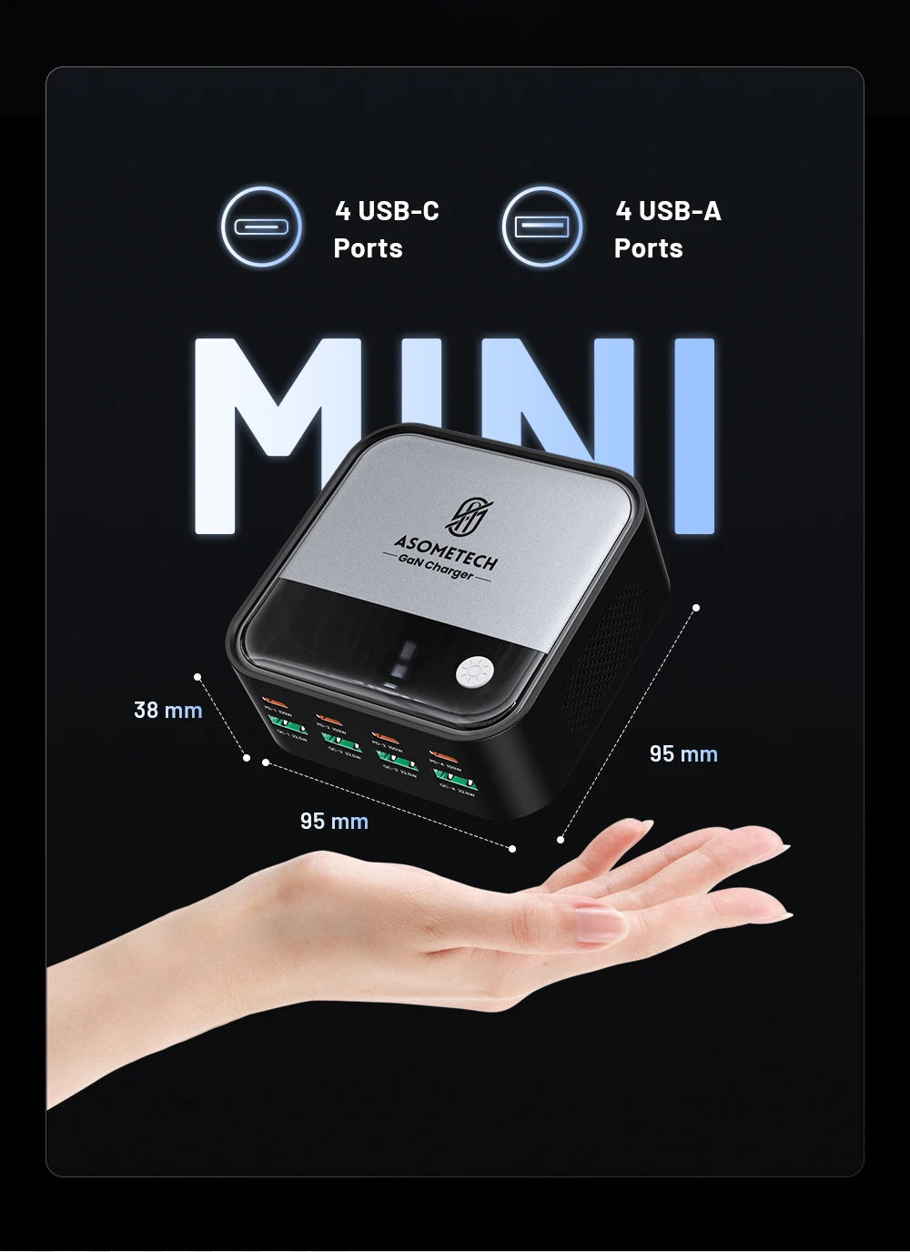 8-Port GaN Fast Charger for Laptop & iPhone 15