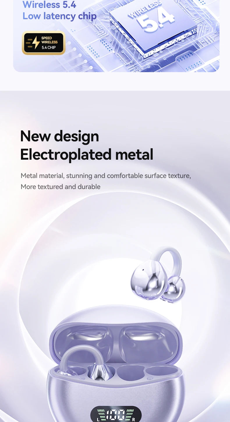 Bone Conduction Bluetooth 5.4 Earbuds – Waterproof Sport Headset with Mic