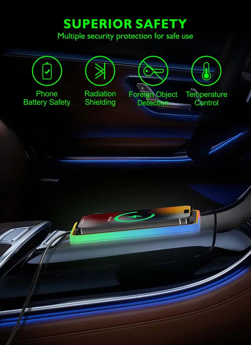 Silicone Car Wireless Charger – 15W, Non-Slip Pad