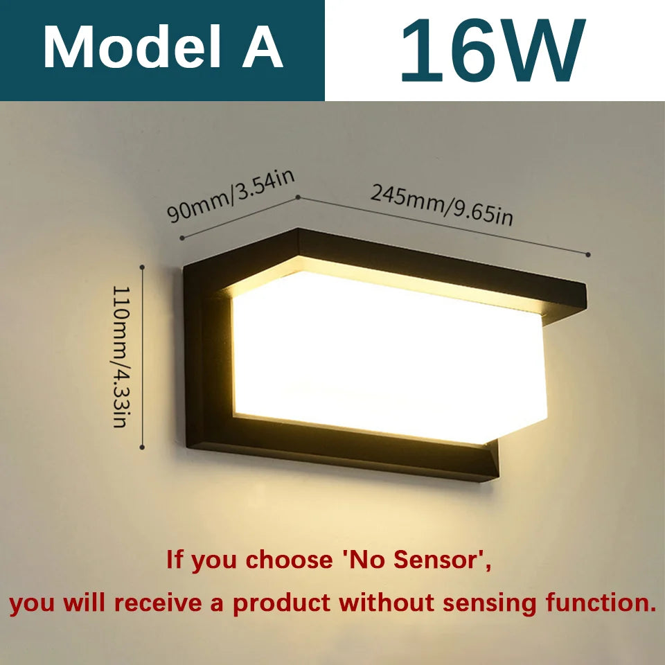 Outdoor Wall Light – Modern LED, AC110-220V, Sensor