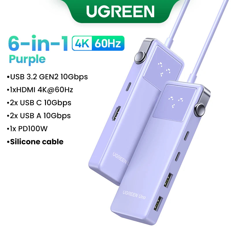 UGREEN Laptop USB-C Hub – 4K HDMI, Gigabit Ethernet, Fast Charging PD