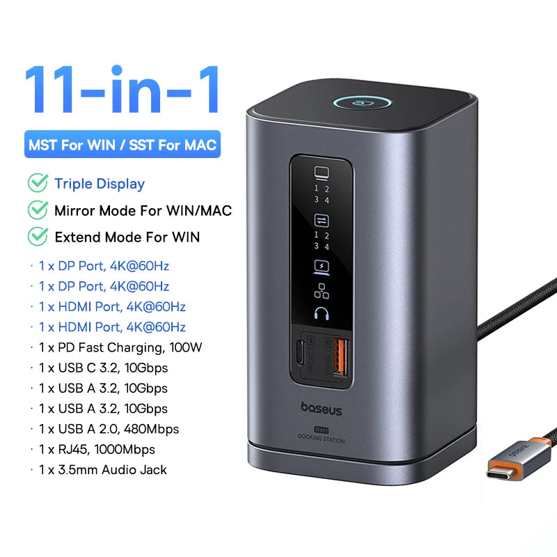 Baseus 12-in-1 USB-C Hub – HDMI 4K & PD 100W