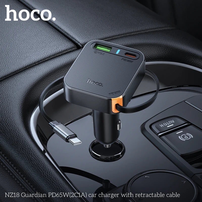 Retractable Car Charger HOCO NZ18 – 65W PD USB-C