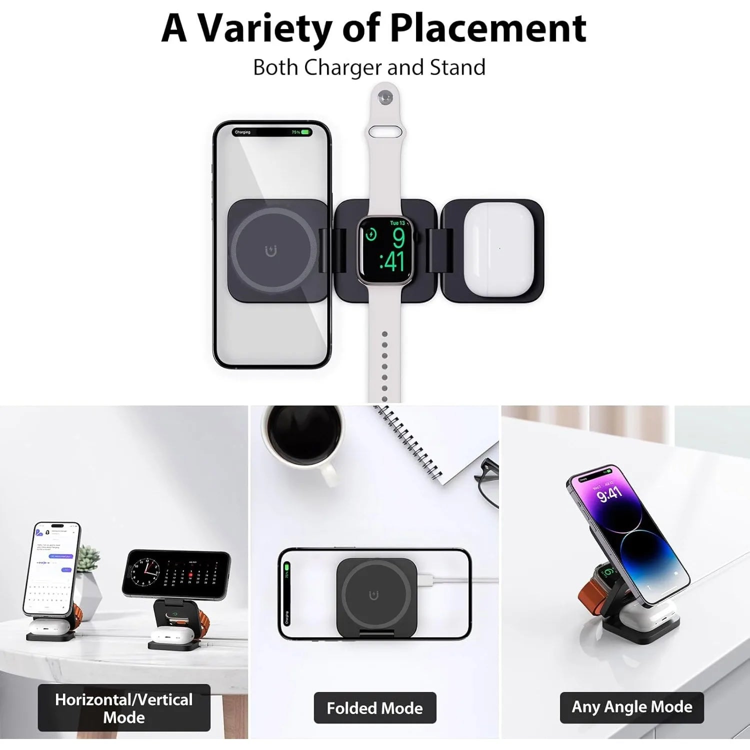 Fast 3-in-1 Wireless Charger – iPhone, Apple Watch & AirPods