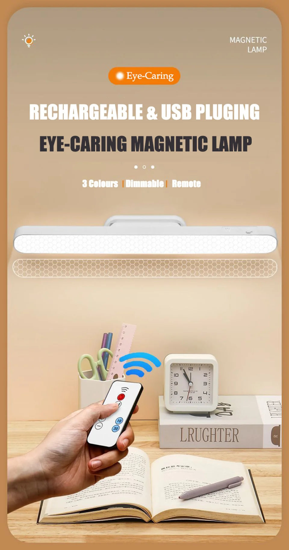Remote LED Desk Lamp – Magnetic Hanging Rechargeable Light