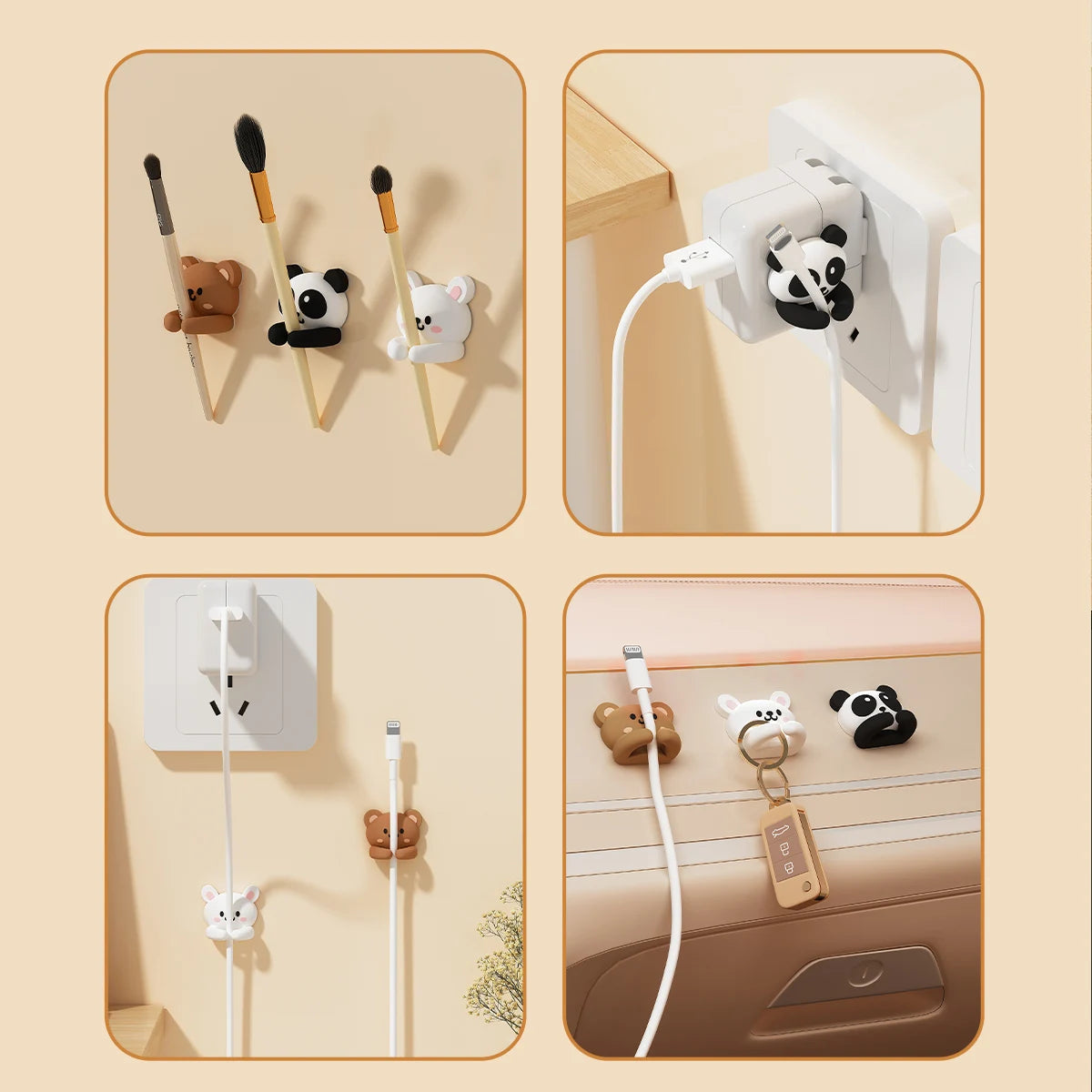 Desktop Cable Manager – Cartoon Wire Holder for Cables & Earphones