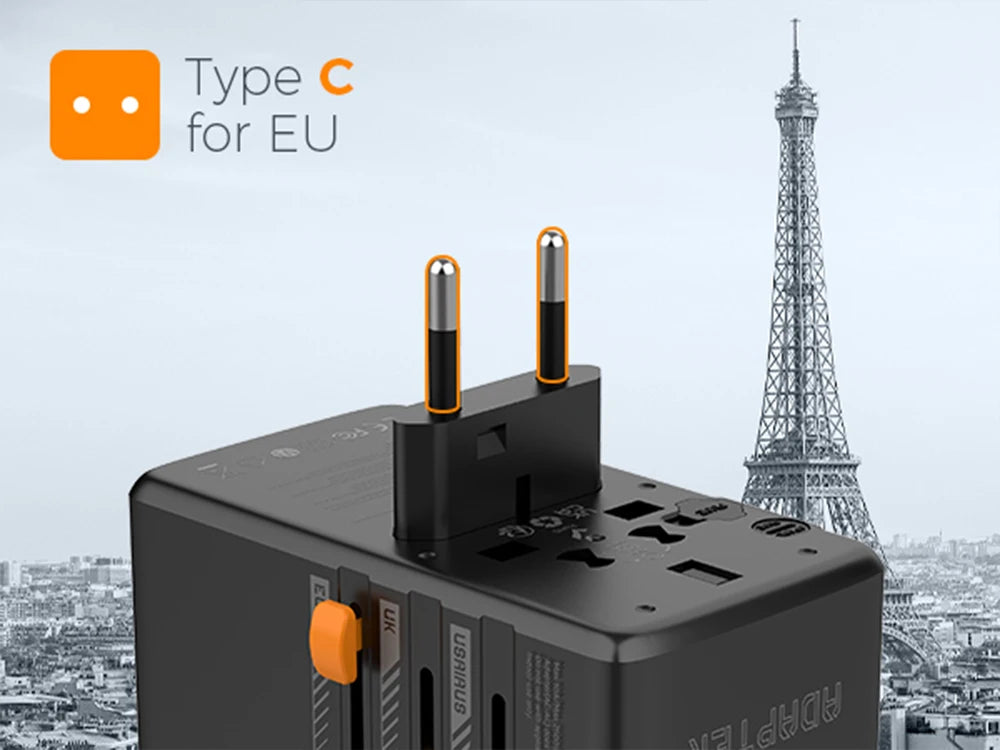 TESSAN 100W GaN Universal Travel Adapter – USB & Type-C Fast Charging