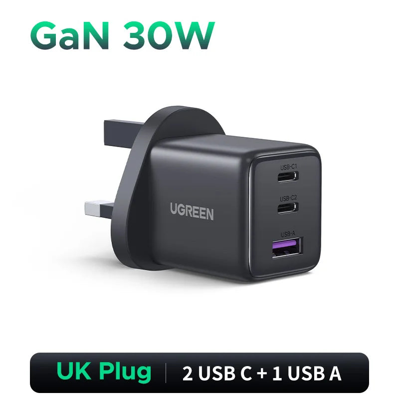 UGREEN 30W GaN USB-C Charger – PD 3.0 & QC4.0 for iPhone & Android