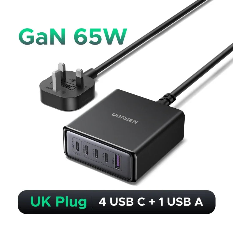 UGREEN 5-in-1 GaN Charger – 65W/100W Fast Charge