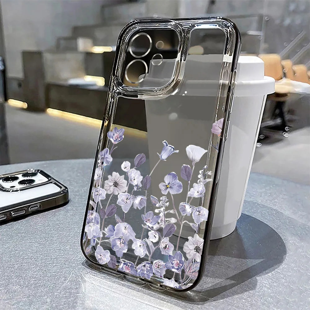 Transparent Flower Silicone Shockproof Case – iPhone 15–17 Series