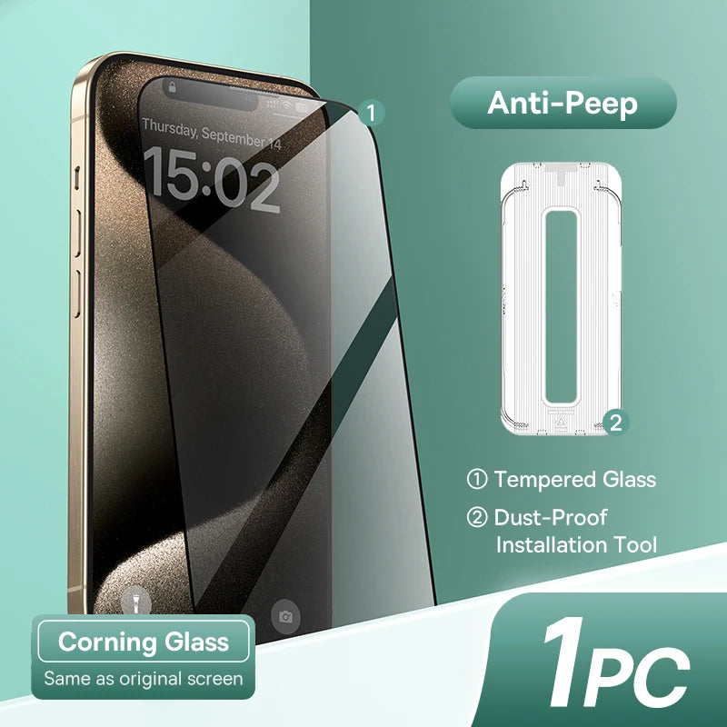 Baseus 0.4mm Corning Tempered Glass for iPhone 17 16 15 14 13 Pro Max Plus Screen Protector Anti-Peeping Auto Installation Film