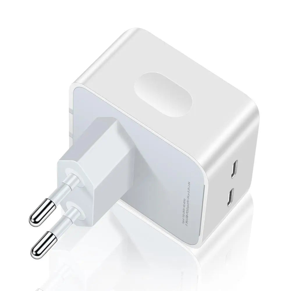 40W Dual USB-C Charger – Foldable Wall Adapter for iPhone & iPad
