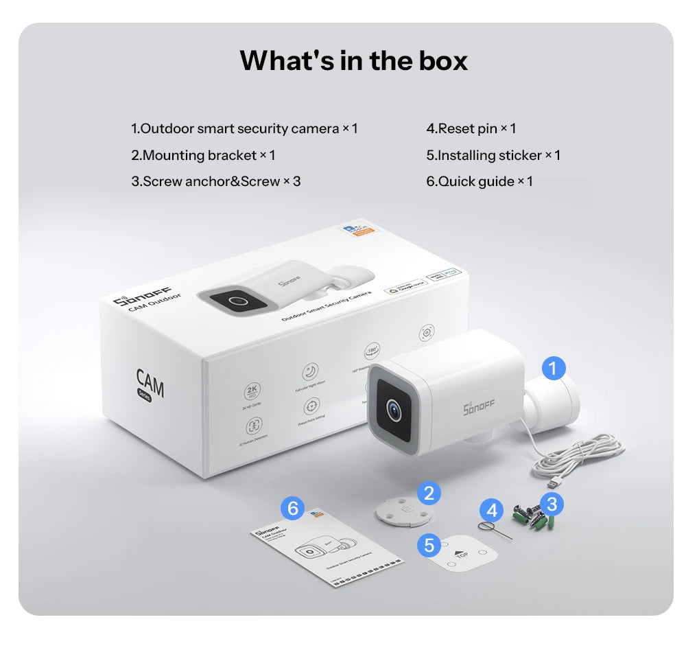 SONOFF Smart Outdoor Camera – 2K HD, AI Detection, Night Vision, IP65