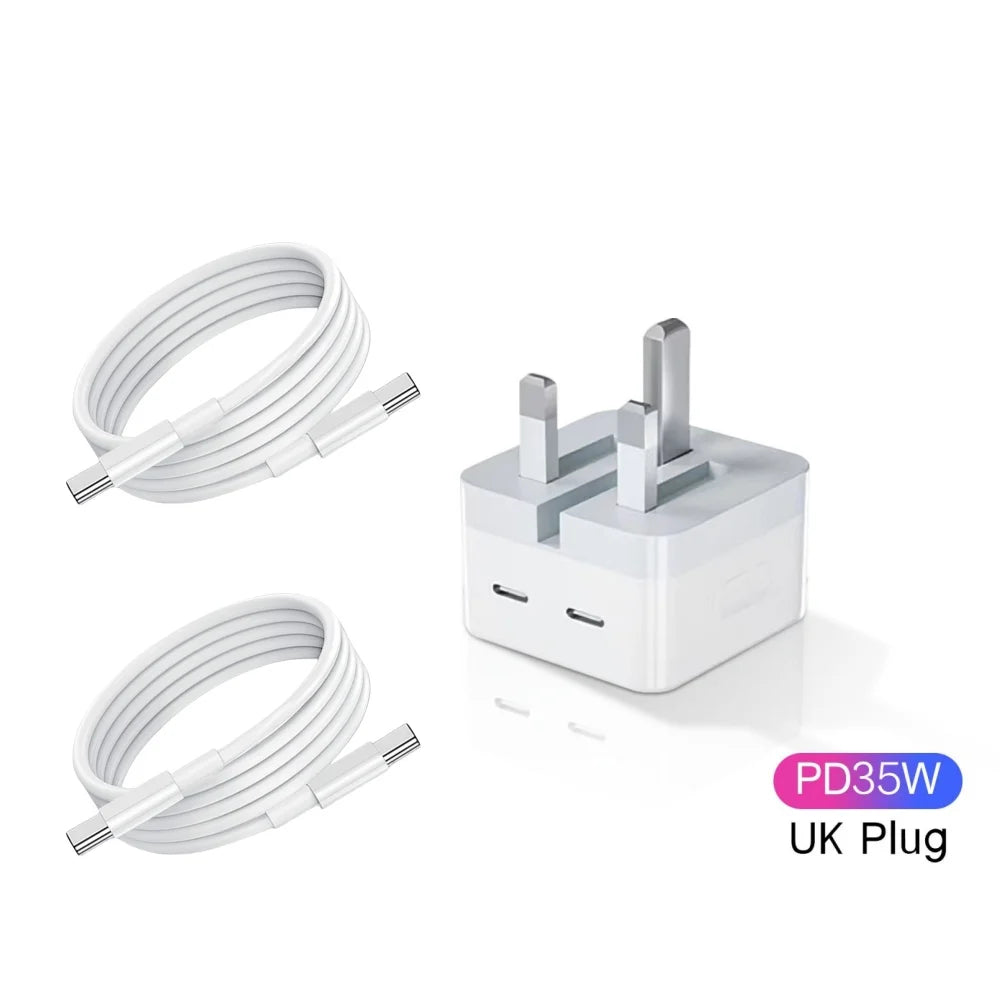 35W Dual PD Fast Charger – USB-C Wall Adapter for iPhone & Android