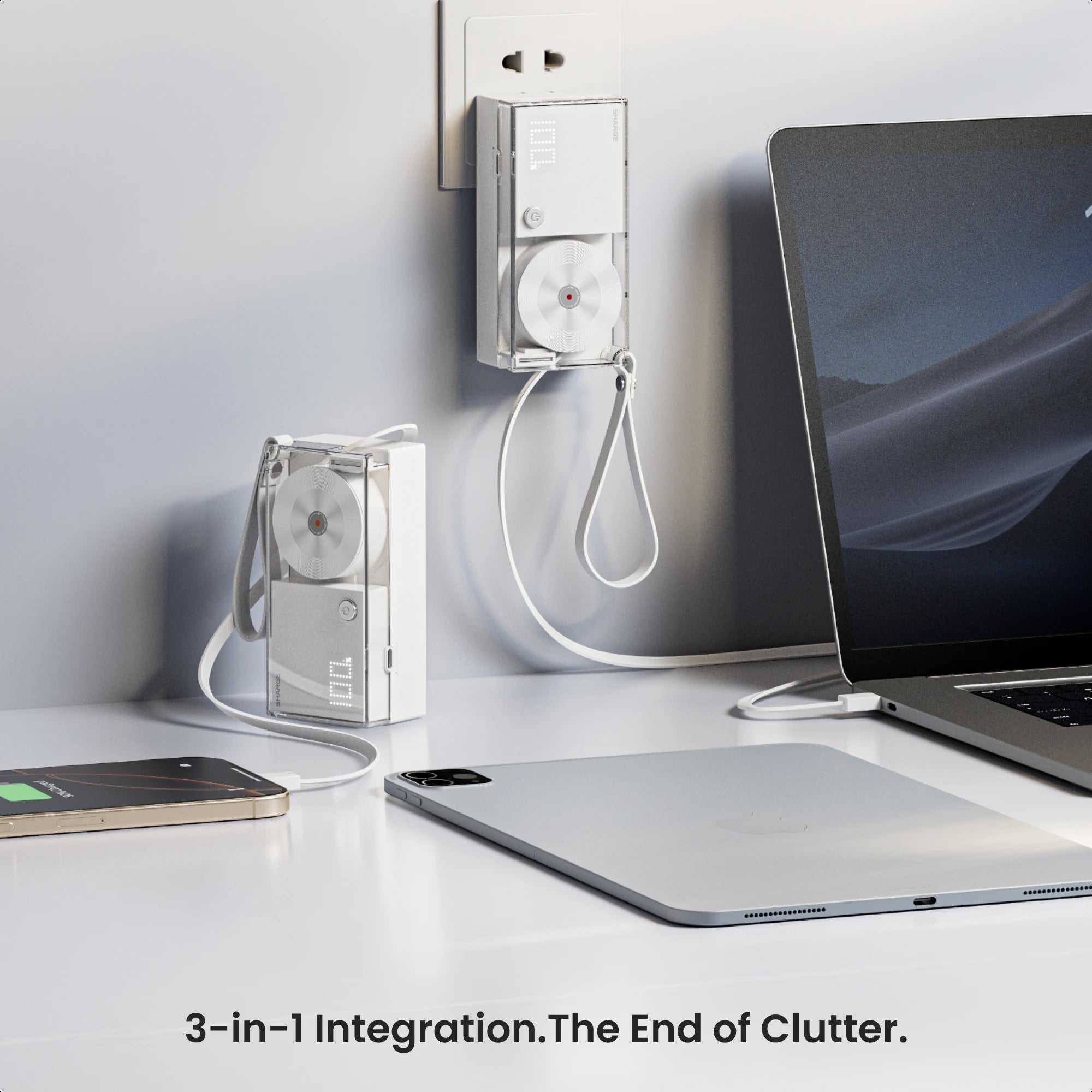 30W Portable 3-in-1 Power Bank – USB-C Charger with AC Plug for Phones