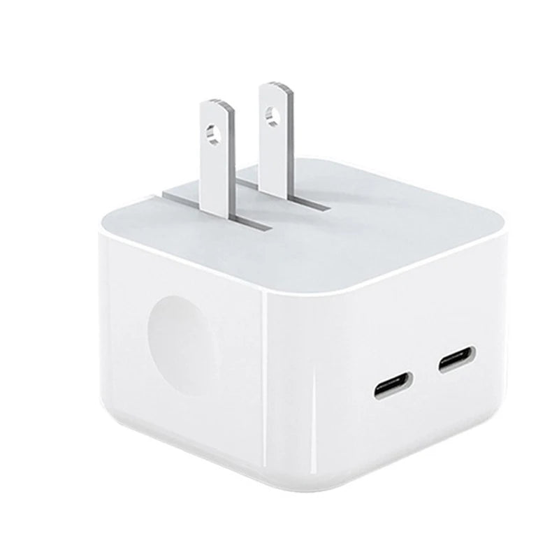 40W Dual USB-C Charger – Foldable Wall Adapter for iPhone & iPad