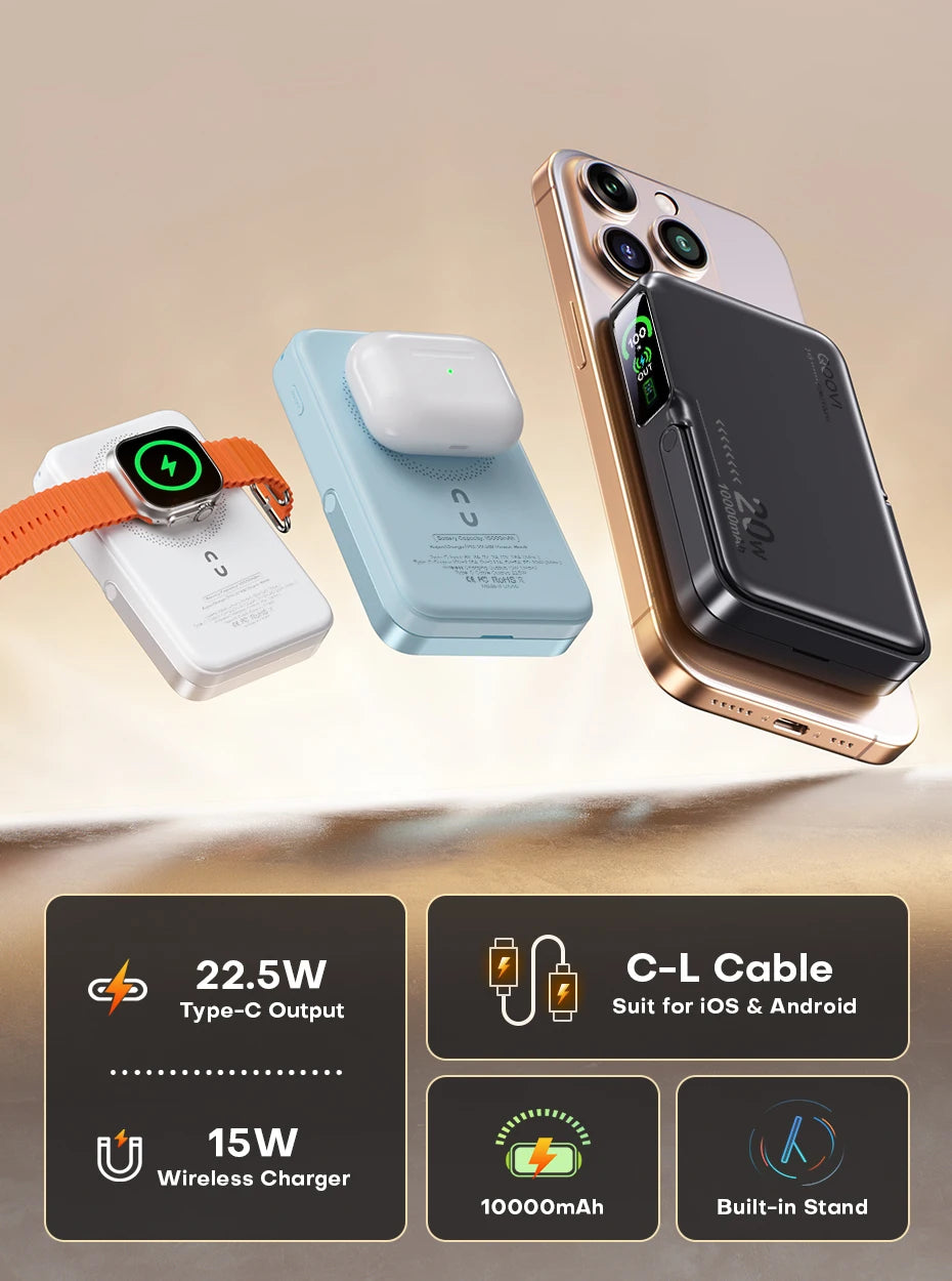 QOOVI Qi2 20W Wireless Power Bank 10000mAh