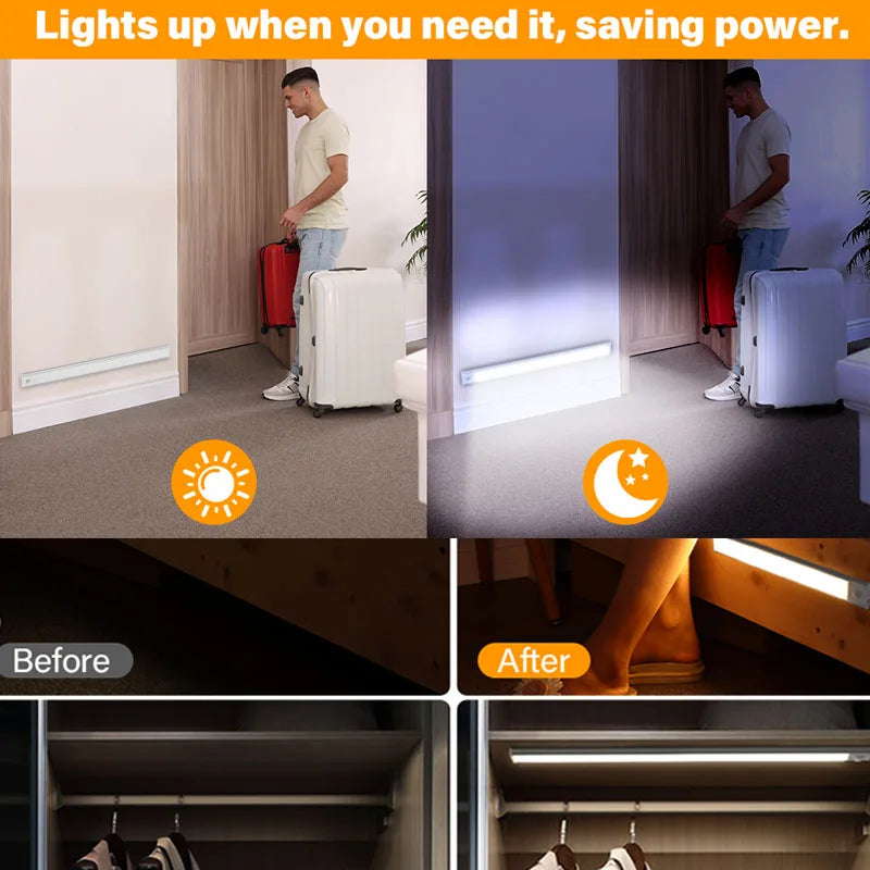 LED Night Light – Motion Sensor, 3 Color Dimming & USB Rechargeable