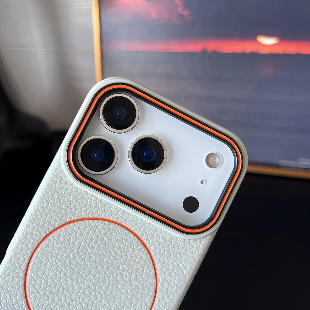 Frosted Hit Color Lichee Pattern Magnetic TPU Case – iPhone 17 Series & More