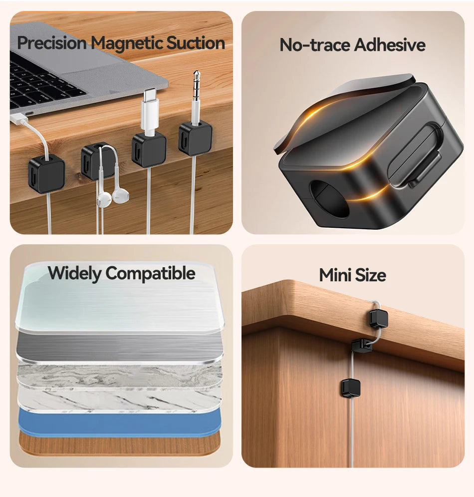 Rocoren Adjustable Cable Holder – Under Desk Wire Organizer & Protector