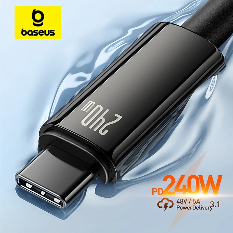 Baseus 240W USB-C Supercharge Cable – Fast Charging for iPhone & MacBook