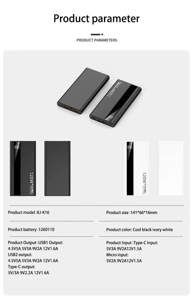 MIJIA 200000mAh Portable Charger – 120W Fast Power Bank for Phones