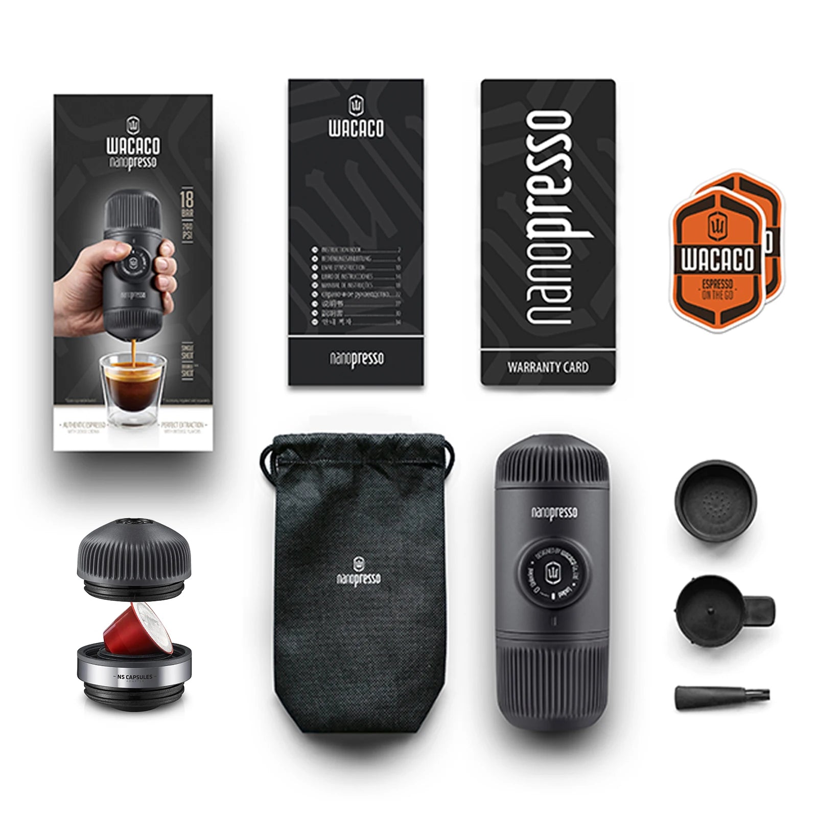 Wacaco Nanopresso Espresso Maker – Compact Travel Coffee Machine with NS Adapter