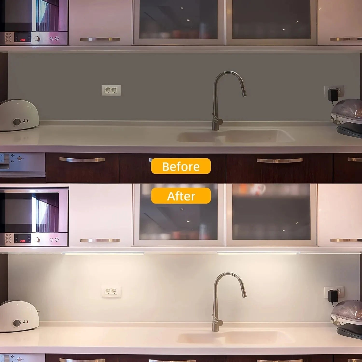 1PC LED Under Cabinet Lighting USB Plug Dimmable 3 Colour Changes LED Night Light Kitchen Bedroom Lighting With Magnetic Strip