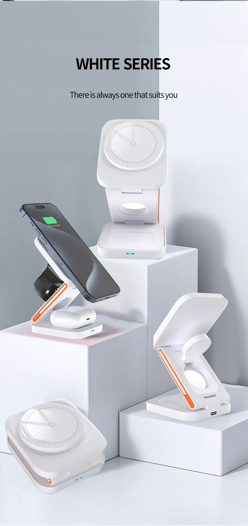 3-in-1 Foldable Wireless Charger – High-Power 30W