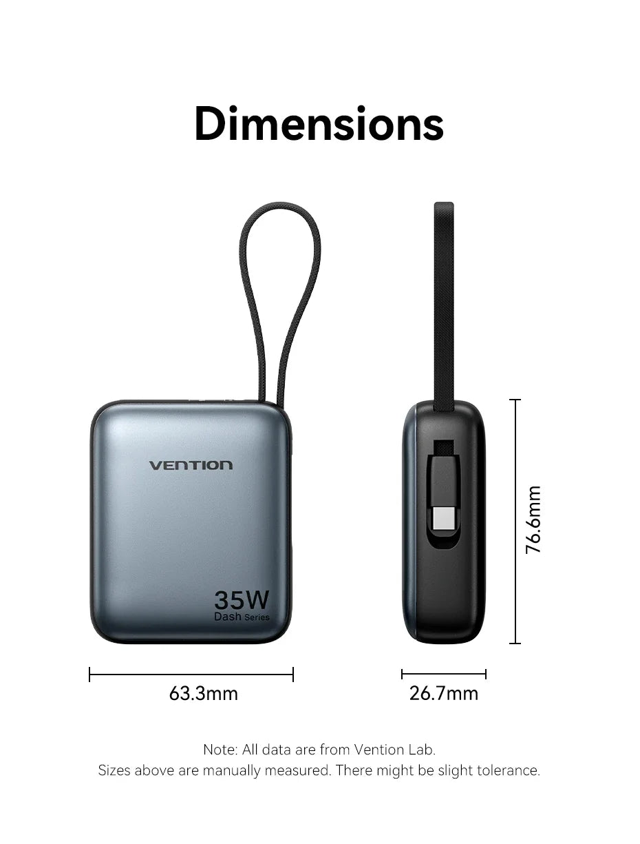 Vention 35W Mini Power Bank 10000mAh Fast Charging
