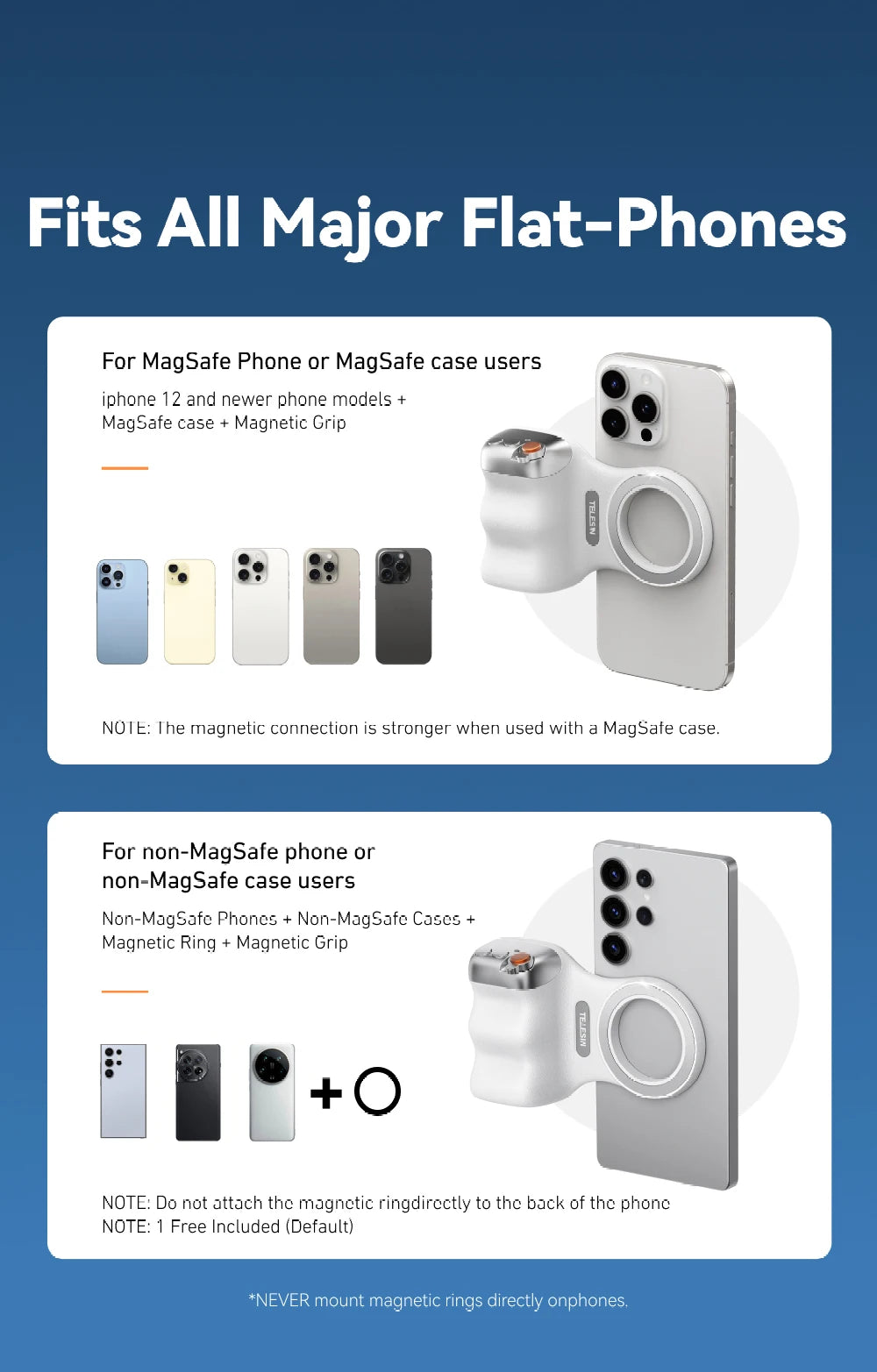 TELESIN Fun Shot Magnetic Grip 2 – iPhone 17/17 Air/Pro/Pro Max