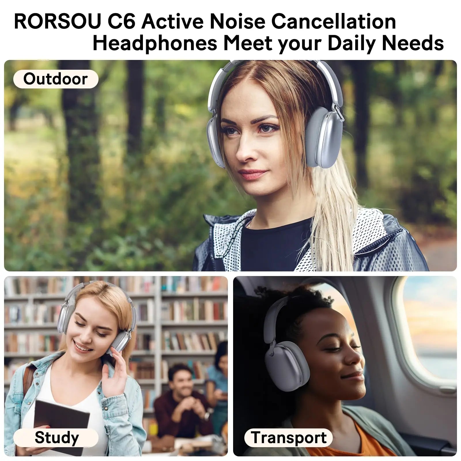 B36 Wireless Bluetooth 5.3 Over-Ear Headphones – ANC Noise Cancelling, Foldable Design & HD Microphone