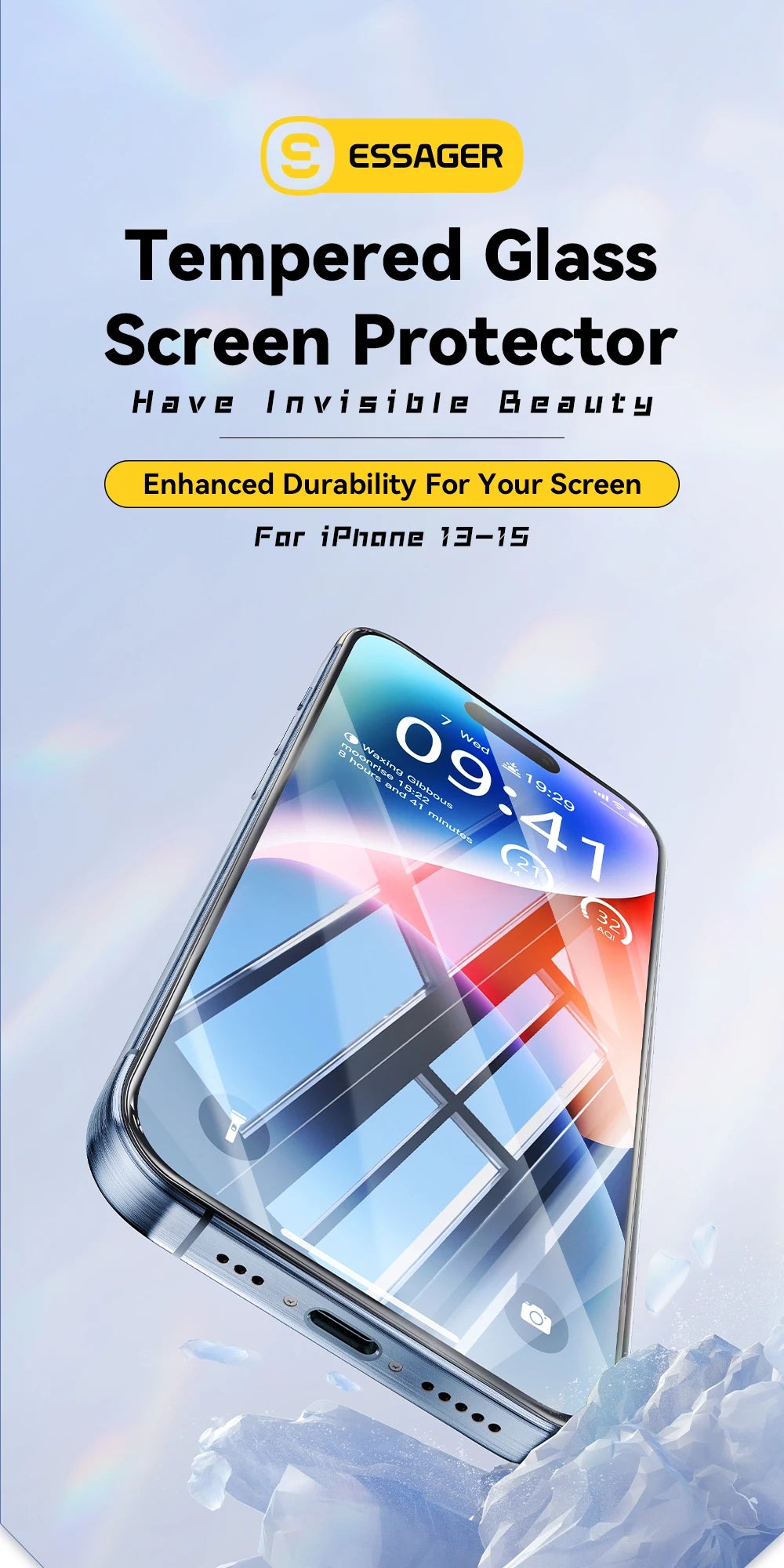 Essager Screen Protector for iPhone 15 14 13 Pro Max Ultra Slim Dustproof Full Tempered Glass Protection For iPhone 15 Pro Plus