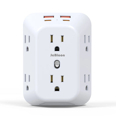 USB Wall Charger Surge Protector – 6 AC Outlets, 4 USB Ports & 2 USB-C