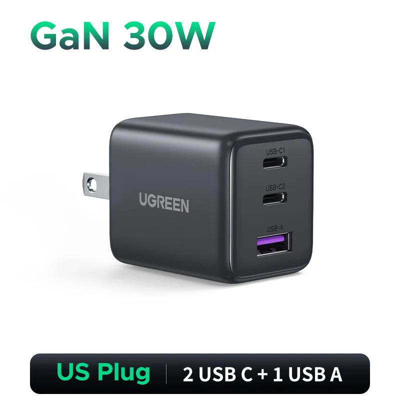 UGREEN 30W GaN USB-C Charger – PD 3.0 & QC4.0 for iPhone & Android