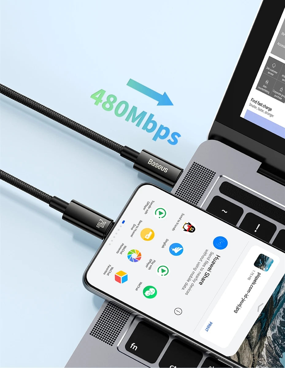 Baseus 240W USB-C Supercharge Cable – Fast Charging for iPhone & MacBook