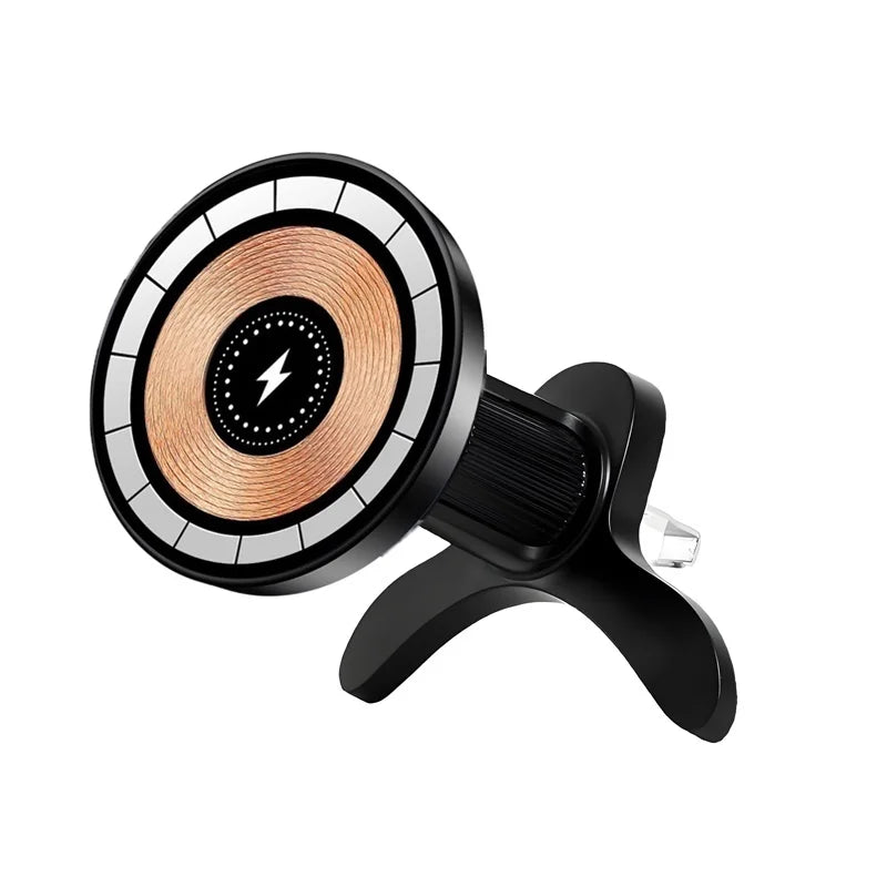 Magnetic Car Charger Holder – 15W Wireless Fast Charge