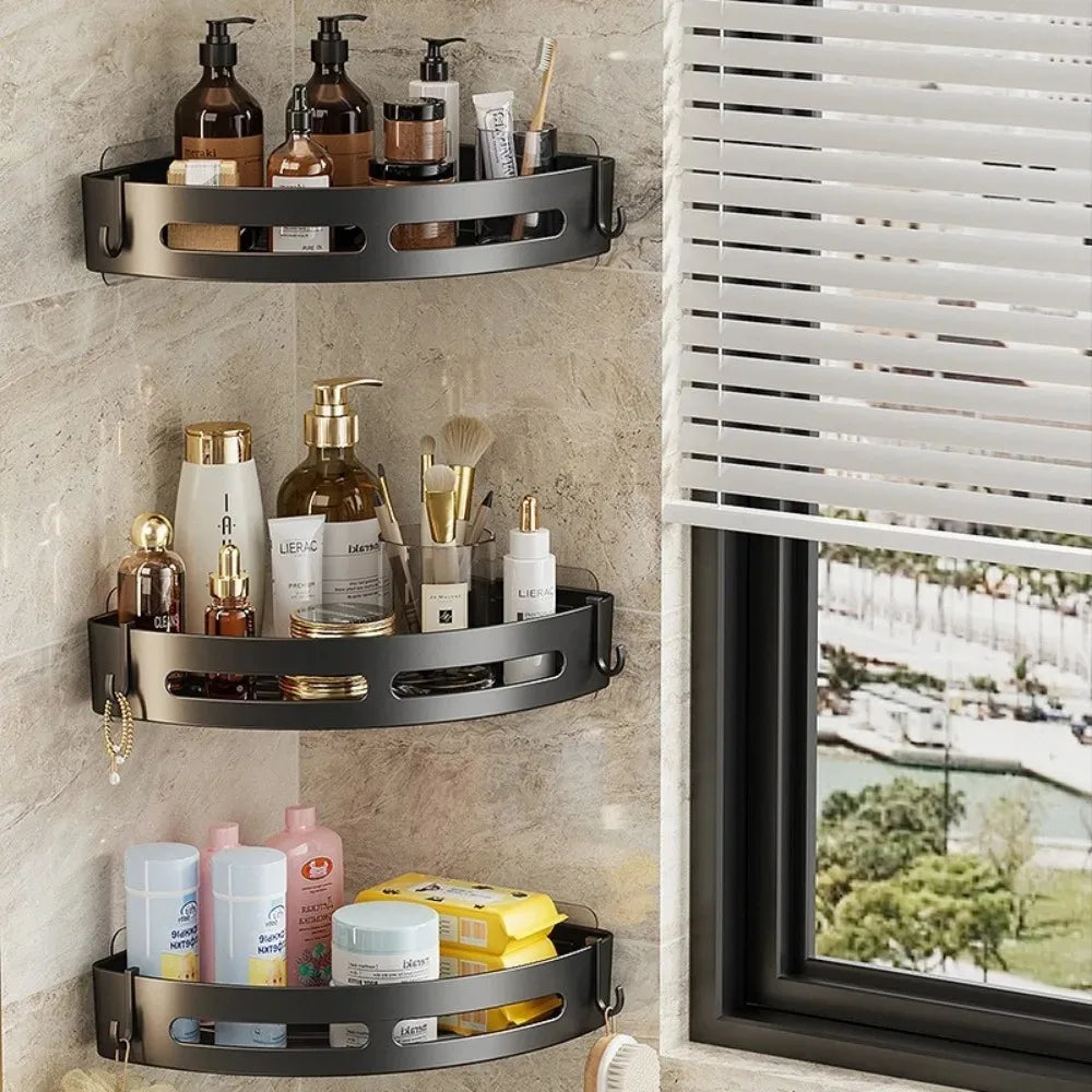 No-Drill Bathroom Shelf – Wall Corner Organizer for Shower & Storage
