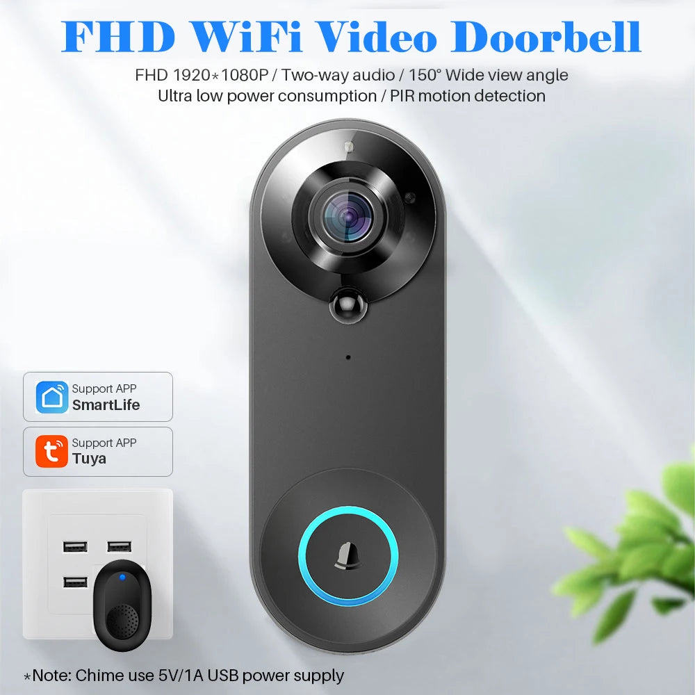 Smart 1080p Wi-Fi Video Doorbell – Motion Detect & Night Vision