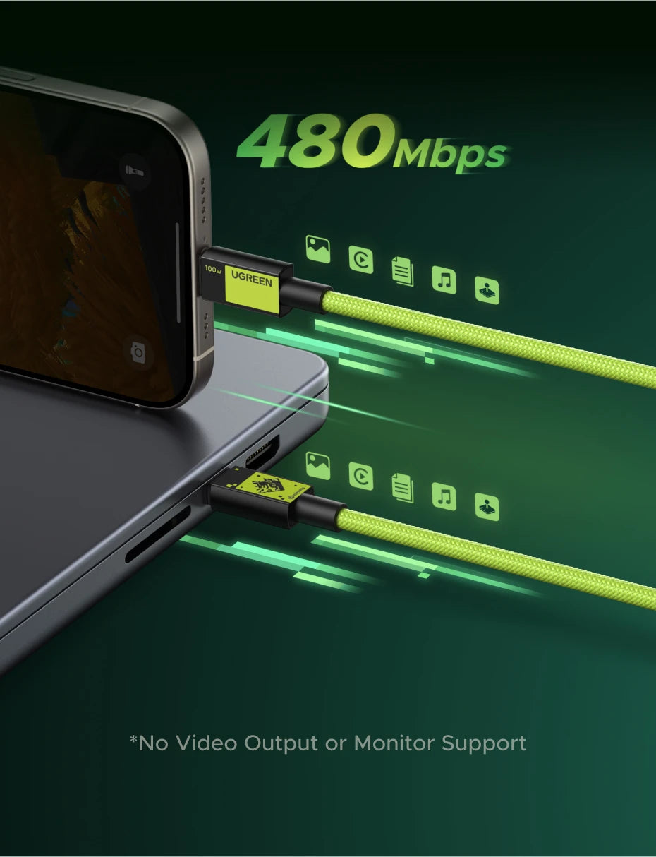 UGREEN Genshin Impact USB-C Cable – 100W Fast Charge for iPhone & Samsung