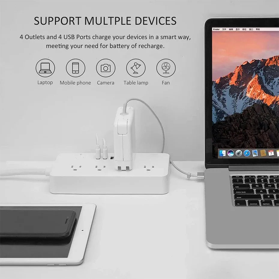 Zigbee Smart Power Strip – 1- 4 AC Outlets & 4 USB Charging Ports